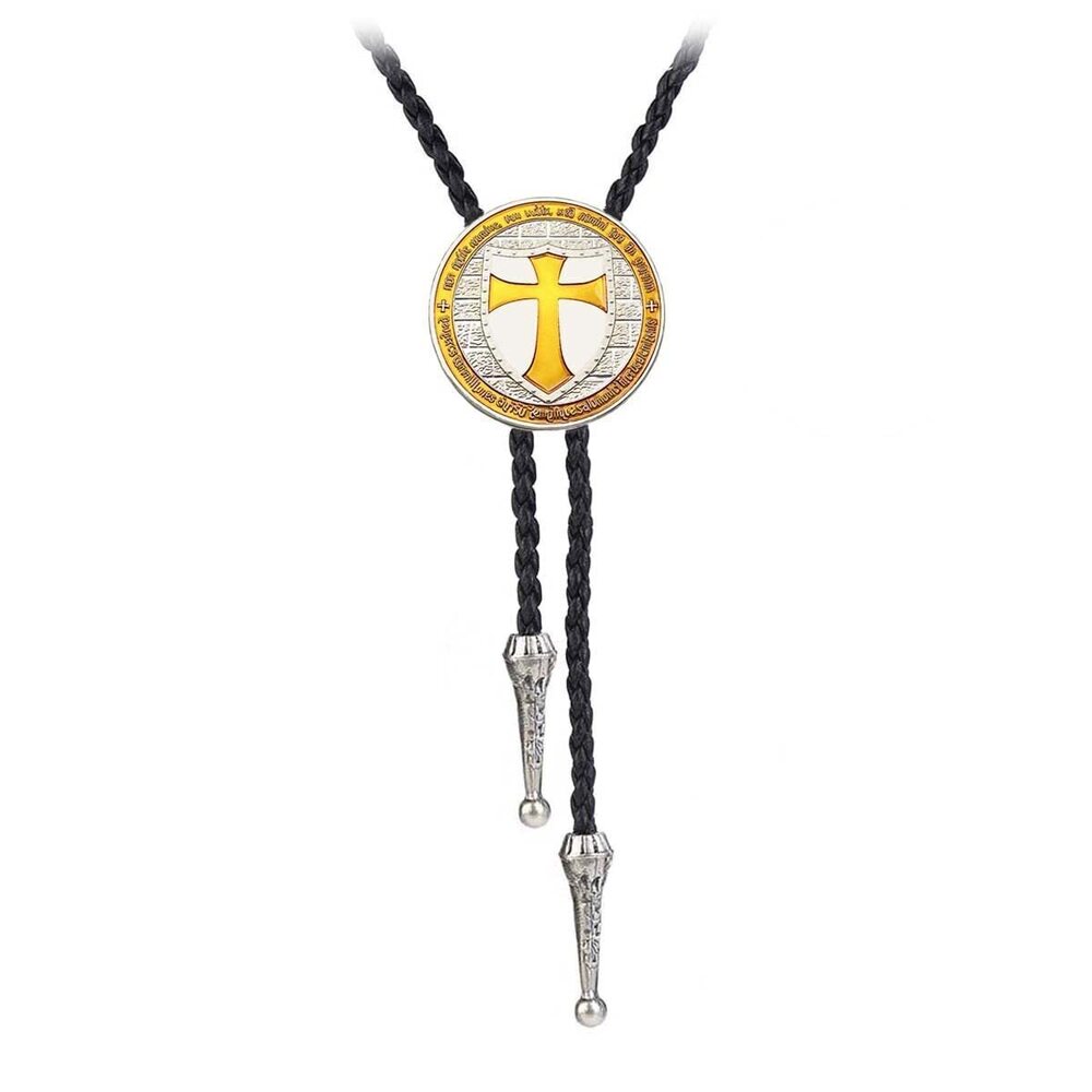 3927 BRBAM Fashionable Round Shape Cross Bolo Tie Exquisite Shield